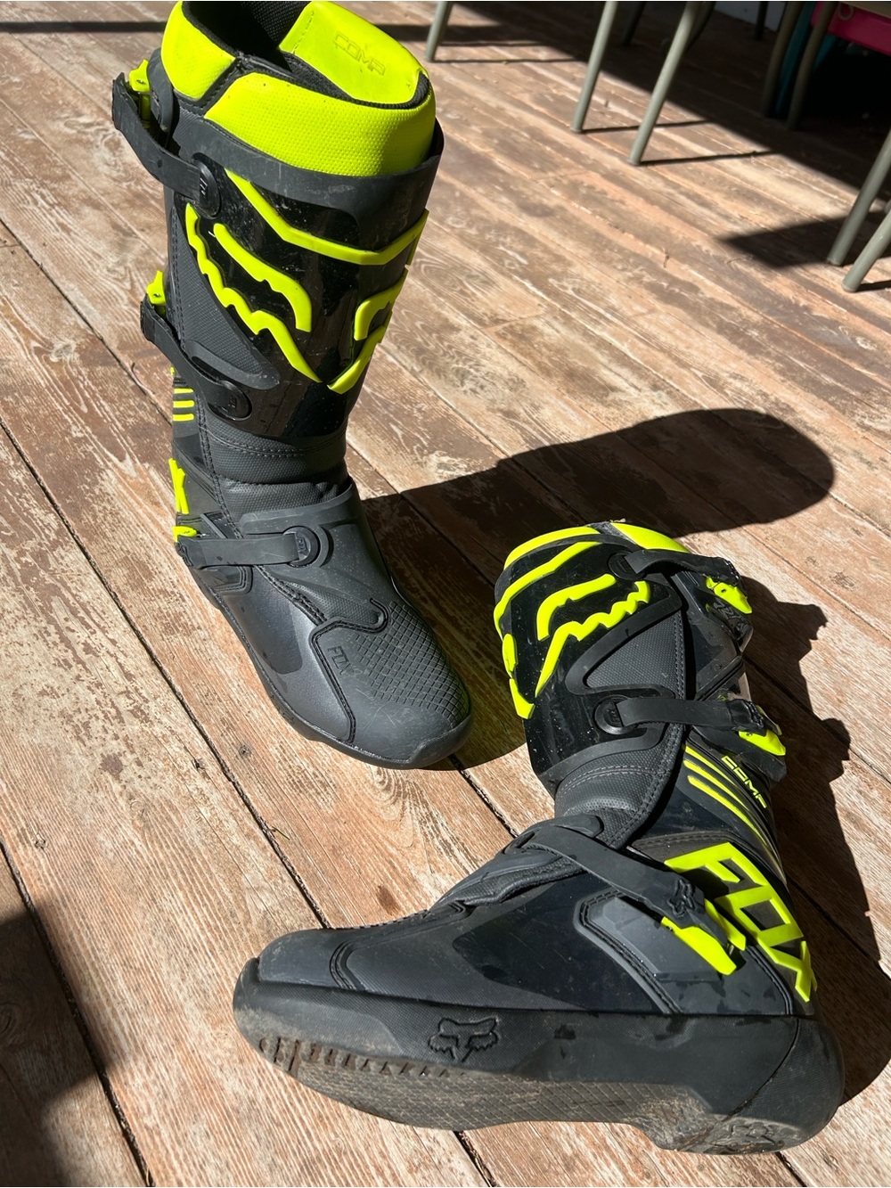 Fox Neon Yellow and Black Motocross Boots